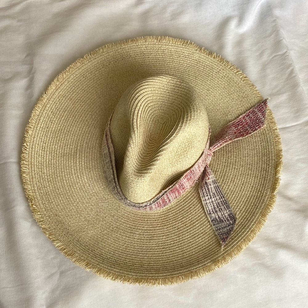 Frye Frayed Wide Brim Fedora Sunhat